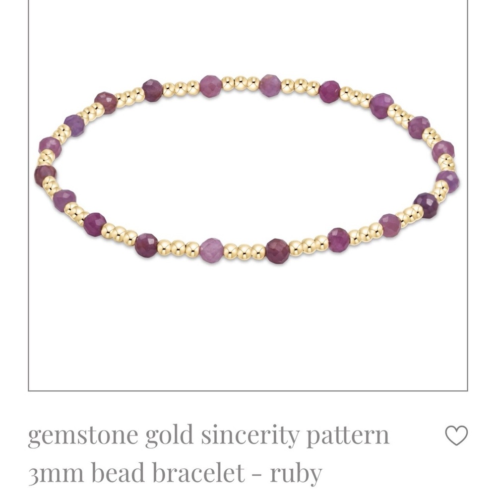 Enewton Sincerity Pattern Ruby & Gold 3mm Bead Bracelet